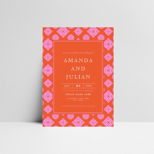 Convites Meio século Rosa e Vermelho Moderno Tudo em Um Cas (Criador carregado)