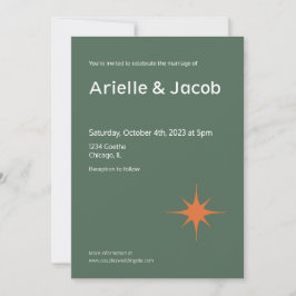 Convites Meio século Verde-Azeite, Ferrugem e Rosa Moderno