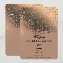Convites Mel Bege Champanhe Dourado Brilho Casamento