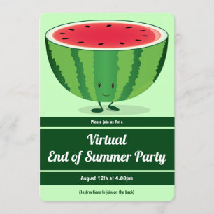 Convites Melancia Branca Verde do Partido Virtual Final do 