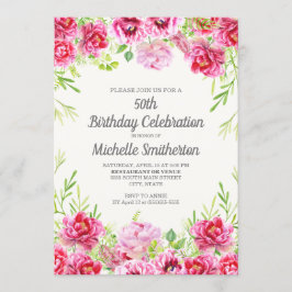 Convites Melancia cor-de-água rosa Verde Floral 50º Anivers