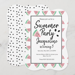 Convites Melancia Slices e Sementes Fruta de Verão Anivers