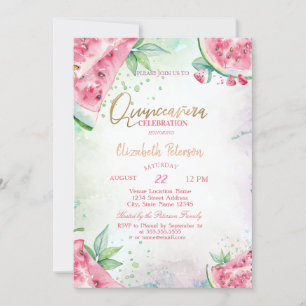 Convites Melanera Tropical Summer Quinceanera
