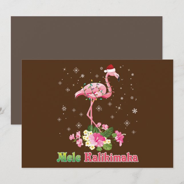 Convites Mele Kalikimaka Flamingo Papai Noel Natal Alegre (Frente/Verso)
