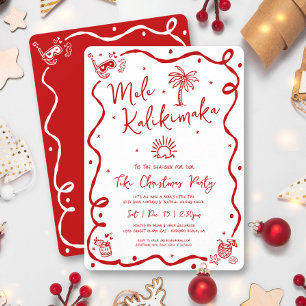 Convites Mele Kalikimaka Mão Desenhada Rabiscos Natal