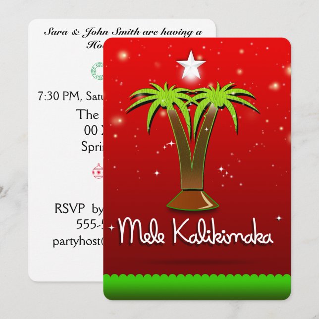 Convites Mele Kalikimaka Palm Tree para Xmas (Frente/Verso)