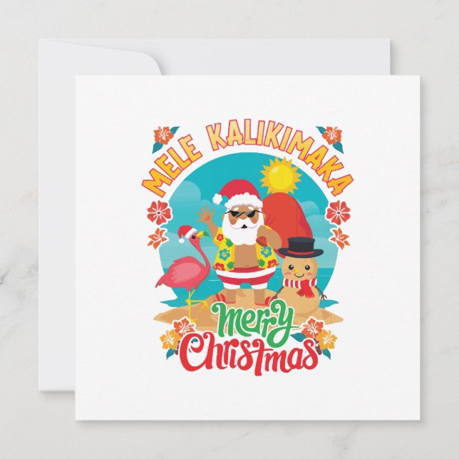 Convites Mele Kalikimaka para um Natal brilhante no Havaí (Verso)