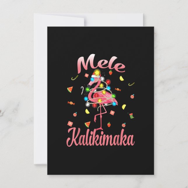 Convites Mele Kalikimaka Tropical Hawaiai Flamin (Frente)