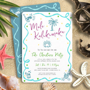 Convites Mele Kalikimaka Verde Teal Roxo Doodle Natal