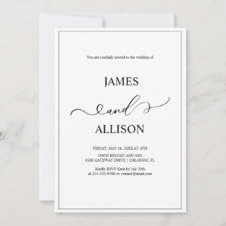 Convites Melhor Casamento Simples Elegante Elegante Branco