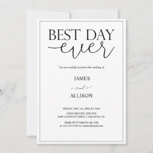 Convites melhor dia de casamento simples e minimalista eleg