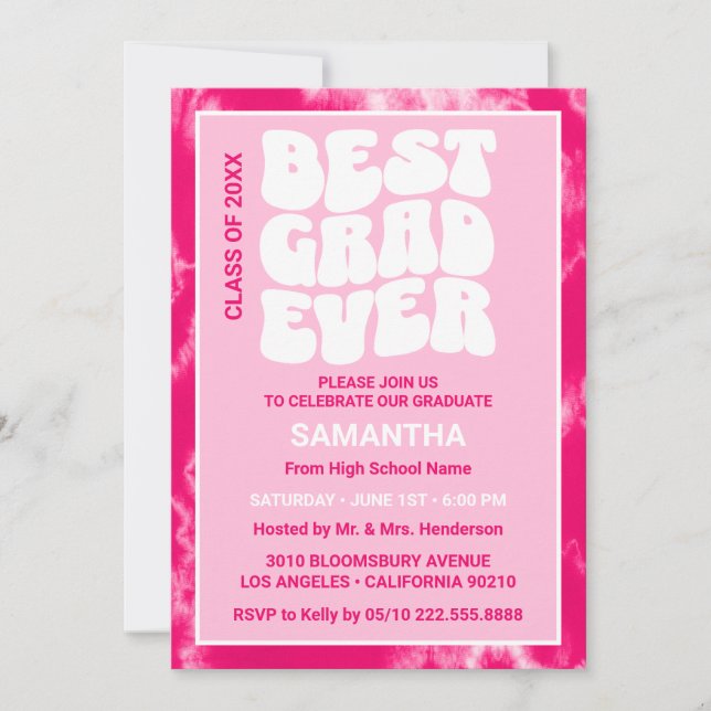 Convites Melhor Formando de Festa de formatura Tinta Rosa (Frente)