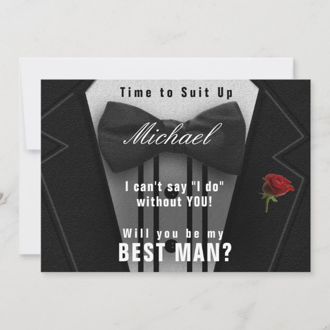 Convites Melhor Homem, Tuxedo - Convide Para Sair (Frente)