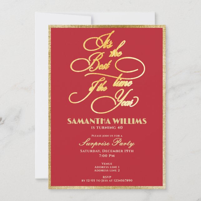 Convites Melhor Hora do Ano do Elegante Vermelho Qualquer A (Frente)