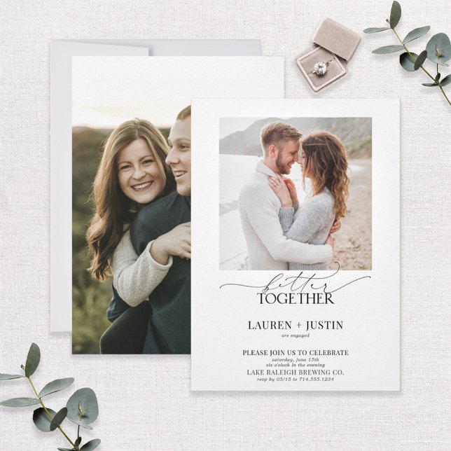 Convites Melhor Junto com a Festa de noivado de Foto Modern (Criador carregado)