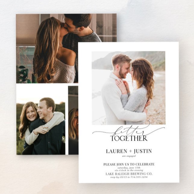 Convites Melhor Junto com a Festa de noivado de Fotografias (Celebrate your engagement with this elegant invitation that perfectly captures your love story.)