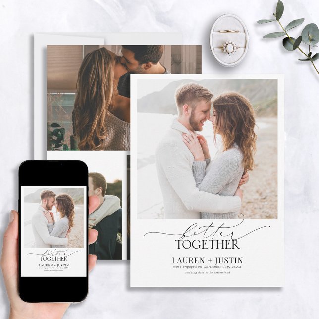 Convites Melhor Juntos, Noivado de Fotografia Preto e Branc (Criador carregado)