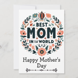 Convites Melhor Mãe do Mundo Coroa Floral - Dia das Mães