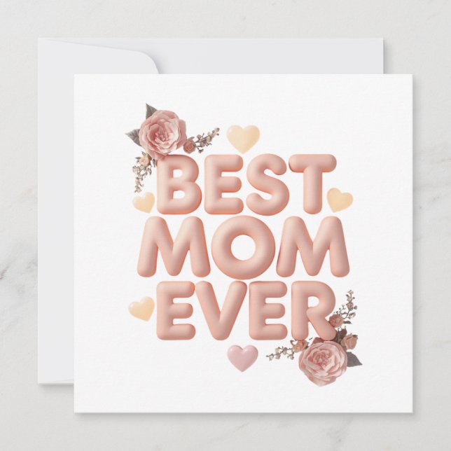 Convites Melhor Mãe do Mundo Design Floral 3D | Presente pa (Frente)