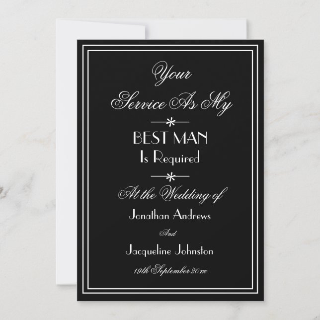 Convites Melhor Proposta de Casamento de Script Chic Elegan (Frente)