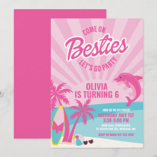 Convites Melhores amigas praia rosa malibu aniversário