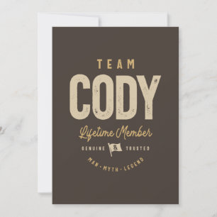 Convites Membro Vitalício da Equipe Cody Nome Personalizado