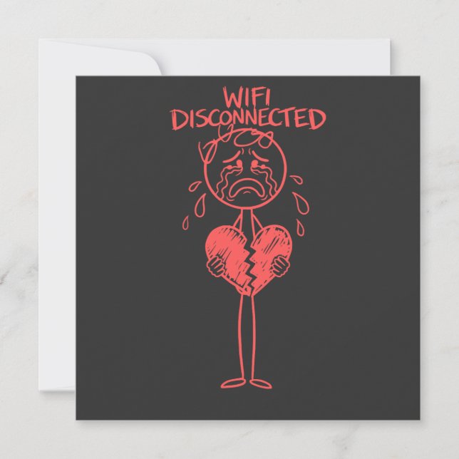 Convites Meme de Jogador Coração Quebrado Wifi Divertido De (Frente)