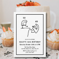 Meme engraçado Simple Black White 50º aniversário