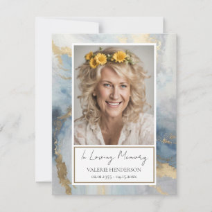 Convites Memorial Blue e Dourado Funeral Fotográfico Keepsa