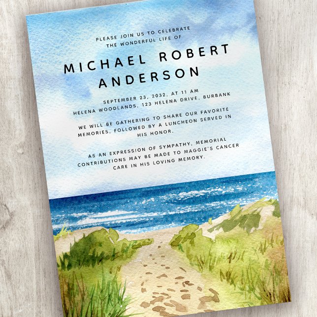 Convites Memorial da Vida do Homenagem do Oceano de Praia (Criador carregado)