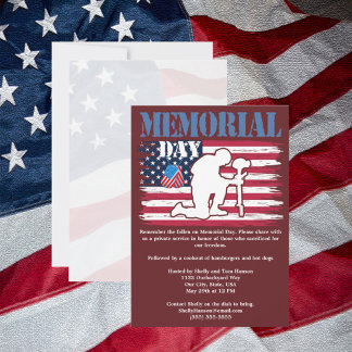 Convites Memorial Day Lembrança de Fallen Flag Cookout