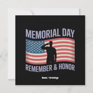 Convites Memorial Day Lembre-se & Honrar Patriotic USA Flag