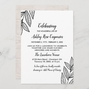 Convites Memorial de Folhas e Caligrafia