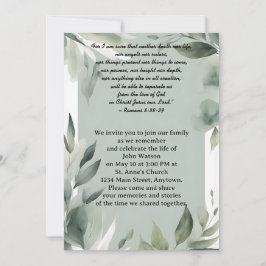 Convites Memorial de Sage Green and White Leaves