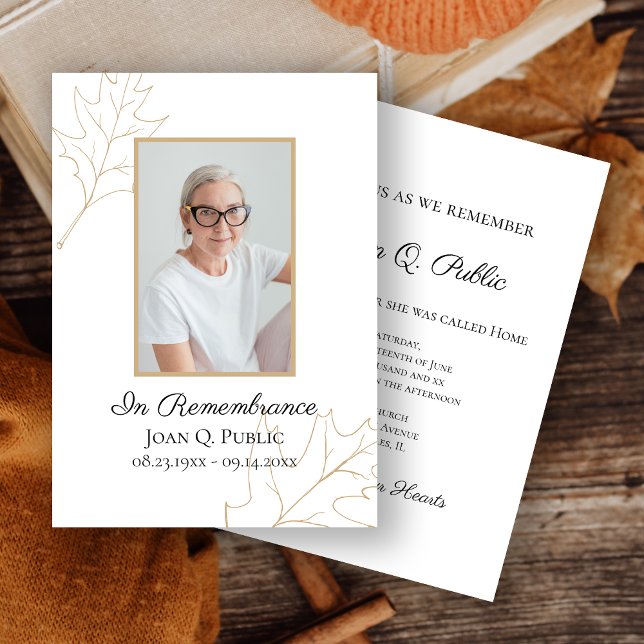 Convites Memorial do Aniversário de Morte de Fall Oak Deixa (Criador carregado)