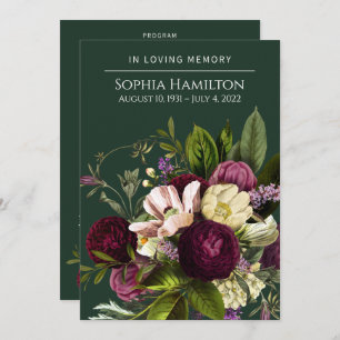 Convites Memorial do Funeral Floral de Roxo Verde