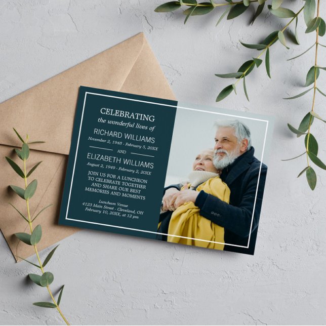 Convites Memorial Duplo de Fotografia Simples de Azul de Pe (Criador carregado)