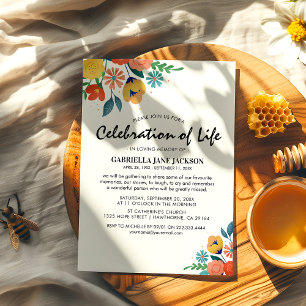 Convites Memorial Floral Colorida  Celebração da vida