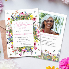 Convites Memorial Floral Moderno Bright Celebração da Vida