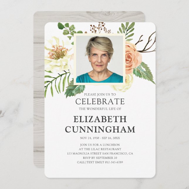 Convites Memorial Fotográfico de Florais de Aquarela Russa (Frente/Verso)