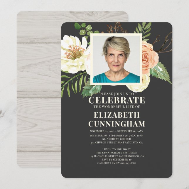 Convites Memorial Fotográfico de Florais de Aquarela Russa (Frente/Verso)