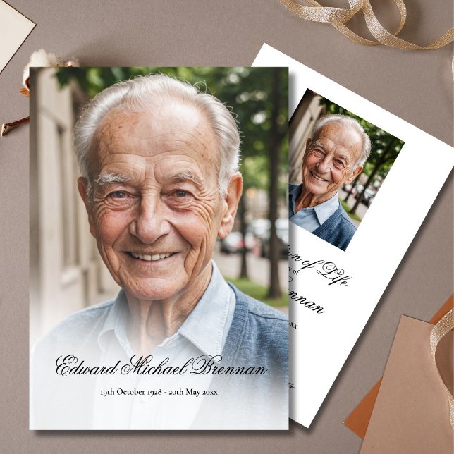 Convites Memorial Funeral 2 Foto Elegante (Criador carregado)