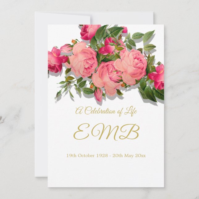 Convites Memorial Funeral Celebração da Vida (Verso)