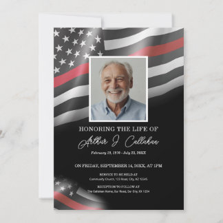 Convites Memorial Funeral Homenagem à Linha Vermelha Fina d
