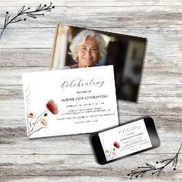 Convites Memorial Funerário de Papoila Branca e Rosa