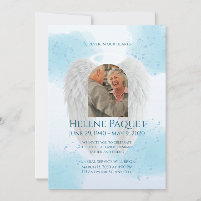 Convites Memorial Invitation Template – Angel Design (Frente)