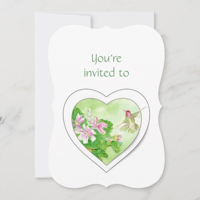 Convites Memorial Invite Watercolor Hummingbird (Frente)