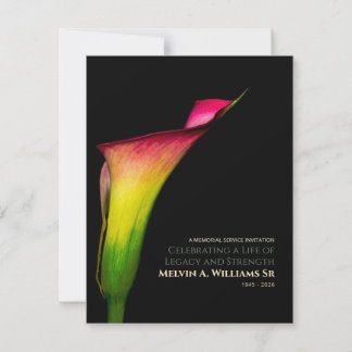 Convites Memorial Lírio Calla – Floral Amarelo Vermelho Ver