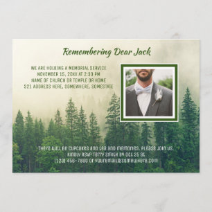 Convites Memorial Service Foggy Forest Trees Adicionar Sua 