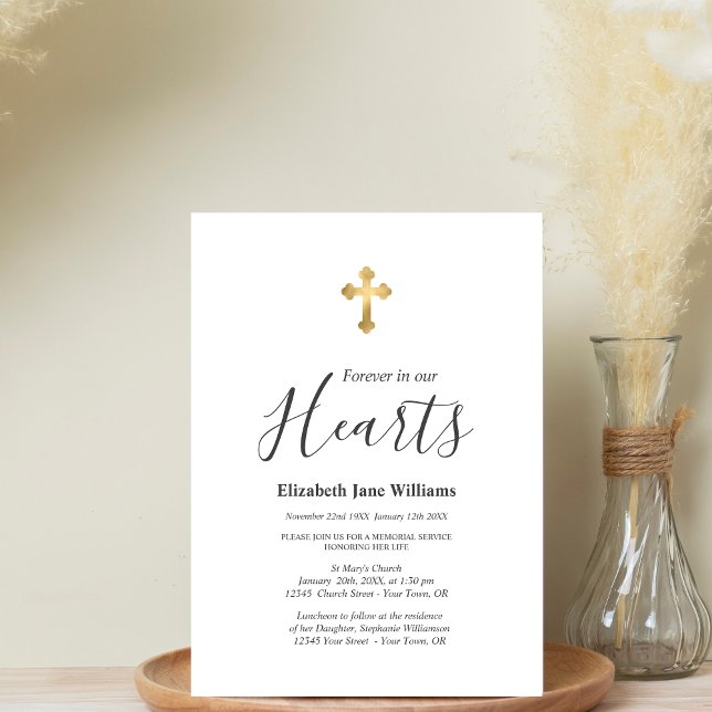 Convites Memorial Service Forever In Our Heart Christian (Criador carregado)